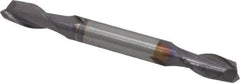 Niagara Cutter - 1/4", 1/2" LOC, 1/4" Shank Diam, 2-1/2" OAL, 2 Flute, Solid Carbide Square End Mill - Double End, TiAlN Finish, Spiral Flute, 30° Helix, Centercutting, Right Hand Cut, Right Hand Flute, Series CSD230 - Exact Tool & Supply