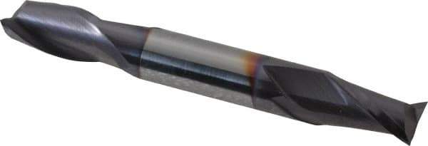 Niagara Cutter - 5/16", 1/2" LOC, 5/16" Shank Diam, 2-1/2" OAL, 2 Flute, Solid Carbide Square End Mill - Double End, TiAlN Finish, Spiral Flute, 30° Helix, Centercutting, Right Hand Cut, Right Hand Flute, Series CSD230 - Exact Tool & Supply