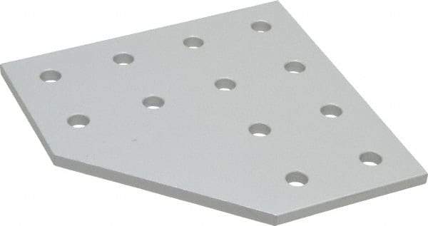 80/20 Inc. - 4" Wide, 4" High, Open Shelving 12 Hole 90° Angled Joining Plate - Aluminum, Use with Series 10 & Bolt Kit 3321 - Exact Tool & Supply