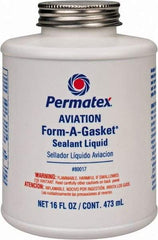 Permatex - 16 oz Aviation Gasket Sealant - -65 to 400°F, Dark Brown, Comes in Brush Top Can - Exact Tool & Supply
