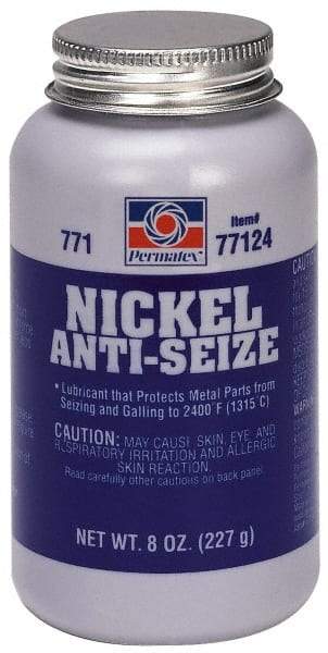 Permatex - 8 oz Bottle High Temperature Anti-Seize Lubricant - Nickel, -65 to 2,400°F, Gray, Water Resistant - Exact Tool & Supply