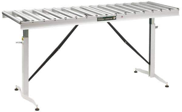 HTC - 66 Inch Long x 43-1/2 Inch High Portable Folding Conveyor - 500 Lbs. Limit, with 17 and 24 Inch Wide Rollers - Exact Tool & Supply