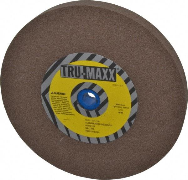 Tru-Maxx - 80 Grit Aluminum Oxide Bench & Pedestal Grinding Wheel - 10" Diam x 1-1/4" Hole x 1" Thick, 3250 Max RPM, P Hardness, Medium Grade , Vitrified Bond - Exact Tool & Supply