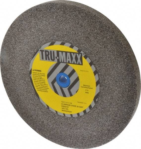 Tru-Maxx - 36 Grit Aluminum Oxide Bench & Pedestal Grinding Wheel - 12" Diam x 1-1/4" Hole x 1" Thick, 2705 Max RPM, P Hardness, Very Coarse Grade , Vitrified Bond - Exact Tool & Supply
