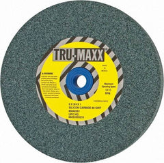 Tru-Maxx - 80 Grit Silicon Carbide Bench & Pedestal Grinding Wheel - 6" Diam x 1" Hole x 3/4" Thick, 5410 Max RPM, K Hardness, Medium Grade , Vitrified Bond - Exact Tool & Supply