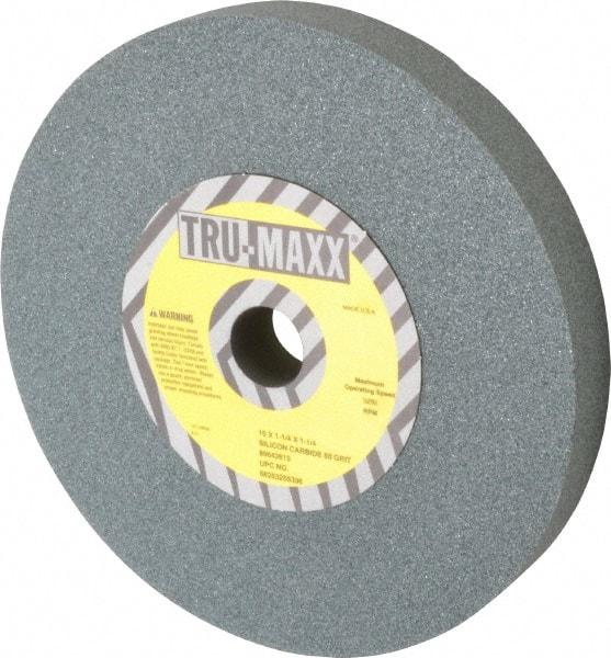 Tru-Maxx - 80 Grit Silicon Carbide Bench & Pedestal Grinding Wheel - 10" Diam x 1-1/4" Hole x 1-1/4" Thick, 3250 Max RPM, K Hardness, Medium Grade , Vitrified Bond - Exact Tool & Supply
