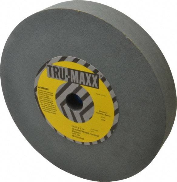 Tru-Maxx - 120 Grit Silicon Carbide Bench & Pedestal Grinding Wheel - 12" Diam x 1-1/4" Hole x 2" Thick, 2705 Max RPM, K Hardness, Fine Grade , Vitrified Bond - Exact Tool & Supply