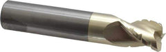 Accupro - 3/4" Diam, 1" LOC, 3 Flute Solid Carbide Roughing & Finishing Square End Mill - ZrN Finish, 4" OAL, 3/4" Shank Diam, Straight Shank, 37° Helix, Centercutting, Stub Length - Exact Tool & Supply