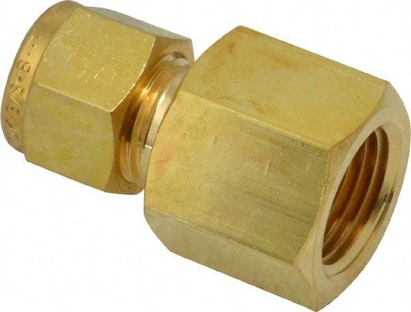 Ham-Let - 3/8" OD, Brass Female Connector - Comp x FNPT Ends - Exact Tool & Supply