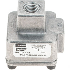 Parker - Quick-Exhaust Valves; Inlet Port Size: 1/4 ; Exhaust Port Size: 1/4 ; Material: Die Cast Aluminum ; Type: Rapid Exhaust Shuttle Valve - Exact Tool & Supply