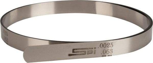 SPI - 0.0025 Inch Thick x 25 Ft. Long x 1/2 Inch Wide, Feeler Stock Roll - High Carbon Steel - Exact Tool & Supply