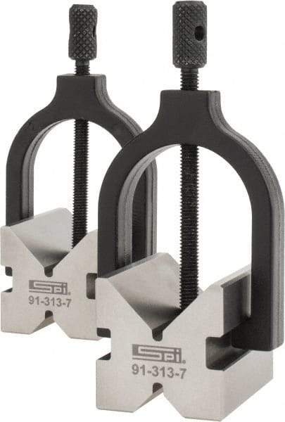 SPI - 1/2 to 1-3/32" Capacity, 90° Angle, Hardened Steel V-Block - 2" Long x 1-1/2" Wide x 1-1/2" High, Sold as 2 Block Set - Exact Tool & Supply