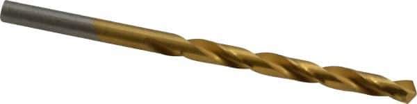 Hertel - #6 118° High Speed Steel Jobber Drill - TiN Finish, Right Hand Cut, Spiral Flute, Straight Shank, 3-3/4" OAL, Standard Point - Exact Tool & Supply