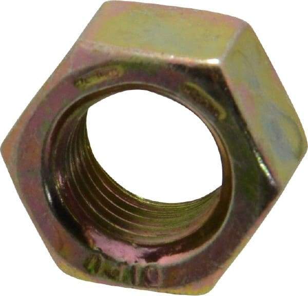 Value Collection - 3/8-24 UNF Steel Right Hand Hex Nut - 9/16" Across Flats, 21/64" High, Zinc Yellow Dichromate Finish - Exact Tool & Supply
