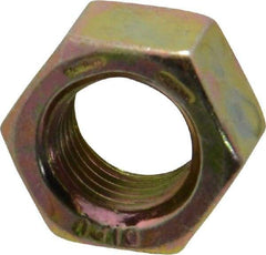 Value Collection - 3/8-24 UNF Steel Right Hand Hex Nut - 9/16" Across Flats, 21/64" High, Zinc Yellow Dichromate Finish - Exact Tool & Supply