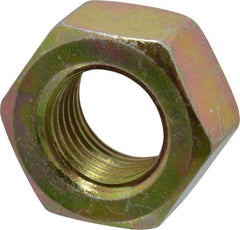 Value Collection - 7/16-20 UNF Steel Right Hand Hex Nut - 11/16" Across Flats, 3/8" High, Zinc Yellow Dichromate Finish - Exact Tool & Supply