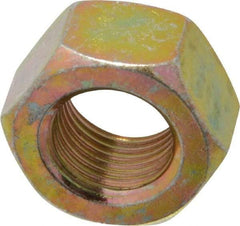 Value Collection - 9/16-18 UNF Steel Right Hand Hex Nut - 7/8" Across Flats, 31/64" High, Zinc Yellow Dichromate Finish - Exact Tool & Supply