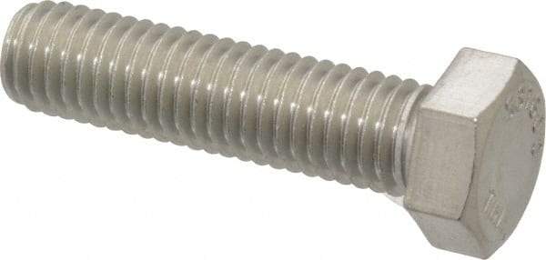 Value Collection - 1/2-13 UNC, 2" Length Under Head Hex Head Cap Screw - Fully Threaded, Grade 316 Stainless Steel, Uncoated, 3/4" Hex - Exact Tool & Supply