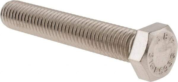 Value Collection - 1/2-13 UNC, 3" Length Under Head Hex Head Cap Screw - Fully Threaded, Grade 316 Stainless Steel, Uncoated, 3/4" Hex - Exact Tool & Supply
