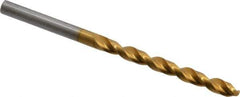 Guhring - #4 130° High Speed Steel Jobber Drill - TiN Finish, Right Hand Cut, Parabolic Flute, Straight Shank, 3-21/32" OAL, Standard Point - Exact Tool & Supply
