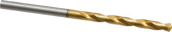 Guhring - #22 130° High Speed Steel Jobber Drill - TiN Finish, Right Hand Cut, Parabolic Flute, Straight Shank, 2-15/16" OAL, Standard Point - Exact Tool & Supply