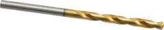 Guhring - #22 130° High Speed Steel Jobber Drill - TiN Finish, Right Hand Cut, Parabolic Flute, Straight Shank, 2-15/16" OAL, Standard Point - Exact Tool & Supply