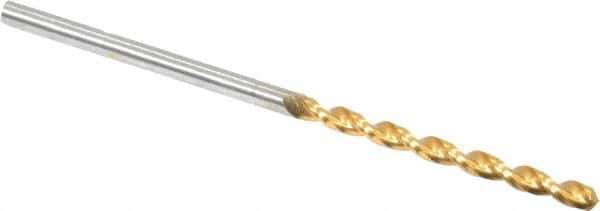 Guhring - #49 130° High Speed Steel Jobber Drill - TiN Finish, Right Hand Cut, Parabolic Flute, Straight Shank, 46mm OAL, Standard Point - Exact Tool & Supply
