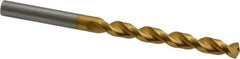 Guhring - Letter G 130° High Speed Steel Jobber Drill - TiN Finish, Right Hand Cut, Parabolic Flute, Straight Shank, 3-31/32" OAL, Standard Point - Exact Tool & Supply