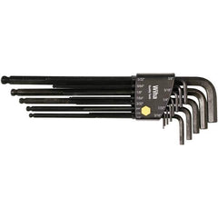 Wiha - 13 Piece, L-Key Long Arm Ball End Hex Key Set - 0.05 to 3/8" Range, Chrome Vanadium Molybdenum - Exact Tool & Supply