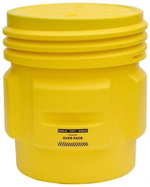 Eagle - 65 Gallon Closure Capacity, Screw On Closure, Yellow Overpack - 30 Gallon Container, Polyethylene, 660 Lb. Capacity, UN 1H2/X300/S Listing - Exact Tool & Supply