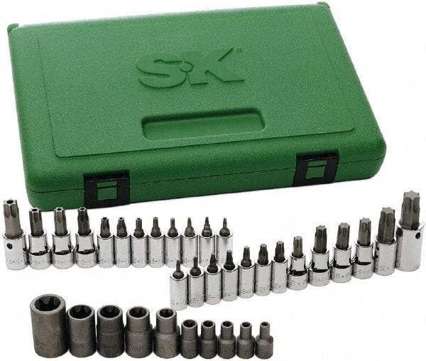 SK - 35 Piece 1/4, 3/8 & 1/2" Drive Torx Bit Socket Set - T7 to T60 Torx - Exact Tool & Supply