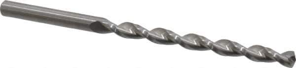 Guhring - #8 130° Solid Carbide Jobber Drill - Bright Finish, Right Hand Cut, Parabolic Flute, Straight Shank, 3-5/8" OAL, Standard Point - Exact Tool & Supply