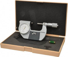 Mitutoyo - 1 to 2 Inch Range, 0.0001 Inch Graduation, Mechanical Indicating Micrometer - Accurate to 0.0001 Inch, Carbide-Tipped Measuring Face, Includes Fitted Plastic Case - Exact Tool & Supply