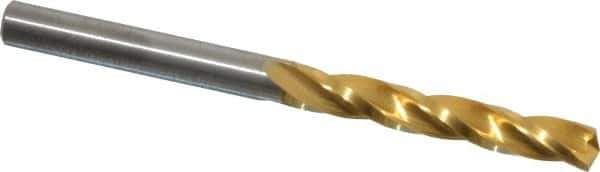 Guhring - 3/16" 150° Solid Carbide Jobber Drill - TiN Finish, Right Hand Cut, Spiral Flute, Straight Shank, 2-7/16" OAL, Standard Point - Exact Tool & Supply