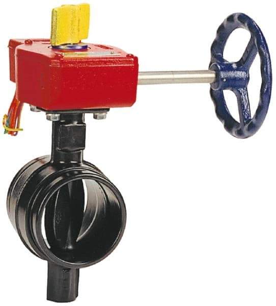 NIBCO - 2-1/2" Pipe, Grooved Butterfly Valve - Gear Handle, Ductile Iron Body, Polyamide Seat, 300 WOG, Buna-N Coated Ductile Iron Disc, Stainless Steel Stem - Exact Tool & Supply
