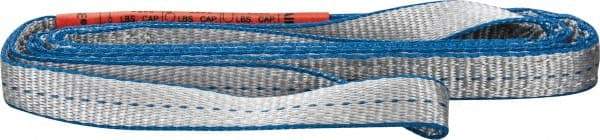 Lift-All - 6' Long x 1" Wide, 3,200 Lb Vertical Capacity, 2 Ply, Polyester Web Sling - 2,500 Lb Choker Capacity, Silver (Color) - Exact Tool & Supply