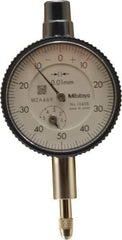 Mitutoyo - 5mm Range, 0-50 Dial Reading, 0.01mm Graduation Dial Drop Indicator - 40mm Dial, 1mm Range per Revolution, 0.013mm Accuracy, Revolution Counter - Exact Tool & Supply