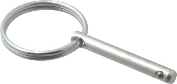 Gibraltar - 3/16" Pin Diam, 1-3/16" Long, Zinc Plated Steel Ball Lock Hitch Pin - 1" Usable Length - Exact Tool & Supply