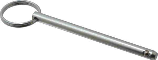 Gibraltar - 1/4" Pin Diam, 3-1/4" Long, Zinc Plated Steel Ball Lock Hitch Pin - 3" Usable Length - Exact Tool & Supply