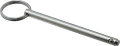 Gibraltar - 1/4" Pin Diam, 3-1/4" Long, Zinc Plated Steel Ball Lock Hitch Pin - 3" Usable Length - Exact Tool & Supply