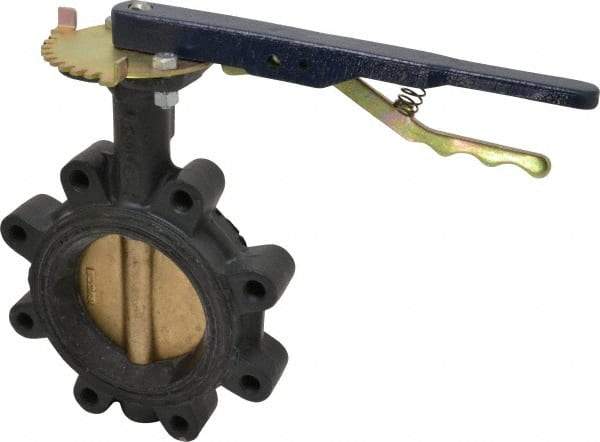 NIBCO - 4" Pipe, Lug Butterfly Valve - Lever Handle, Ductile Iron Body, EPDM Seat, 200 WOG, Aluminum Bronze Disc, Stainless Steel Stem - Exact Tool & Supply