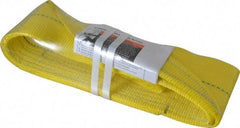 Lift-All - 3' Long x 4" Wide, 11,500 Lb Vertical Capacity, 2 Ply, Polyester Web Sling - 9,200 Lb Choker Capacity, Yellow - Exact Tool & Supply