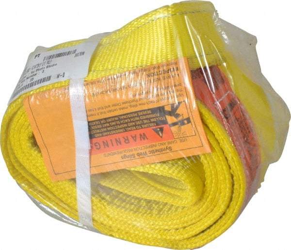 Lift-All - 6' Long x 4" Wide, 11,500 Lb Vertical Capacity, 2 Ply, Polyester Web Sling - 9,200 Lb Choker Capacity, Yellow - Exact Tool & Supply