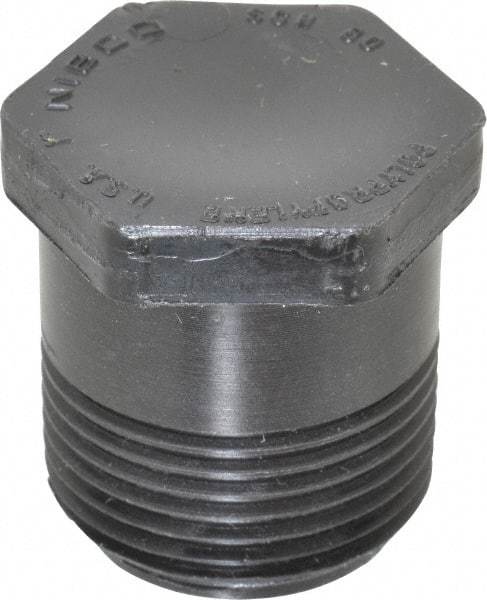 NIBCO - 1" Polypropylene Plastic Pipe Threaded Plug - Schedule 80, MPT End Connections - Exact Tool & Supply