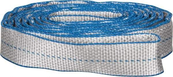 Lift-All - 12' Long x 2" Wide, 6,400 Lb Vertical Capacity, 2 Ply, Polyester Web Sling - 5,000 Lb Choker Capacity, Silver (Color) - Exact Tool & Supply