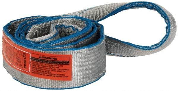 Lift-All - 8' Long x 3" Wide, 8,600 Lb Vertical Capacity, 2 Ply, Polyester Web Sling - 6,900 Lb Choker Capacity, Silver (Color) - Exact Tool & Supply