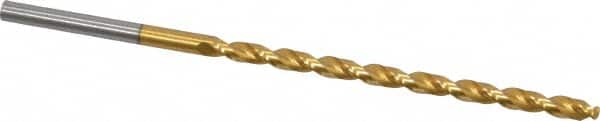 Taper Length Drill Bit: 0.1890″ Dia, 130 ° TiN Finish, RH Cut, Parabolic Flute, Straight Shank, Series 668