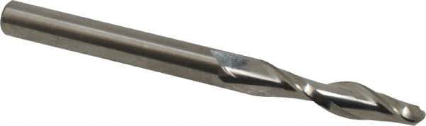Onsrud - 1/4" Cutting Diam x 1-1/8" Length of Cut, 2 Flute, Upcut Spiral Router Bit - Uncoated, Right Hand Cut, Solid Carbide, 3" OAL x 1/4" Shank Diam, Ball End Taper, 30° Helix Angle - Exact Tool & Supply