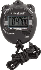 Value Collection - Water Resistant Digital Stopwatch - 3V Lithium Battery, Back Lit, Black - Exact Tool & Supply