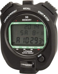 Value Collection - Water Resistant Digital Stopwatch - Pacer, Count Down Timer, CR2032, Back Lit, Black - Exact Tool & Supply